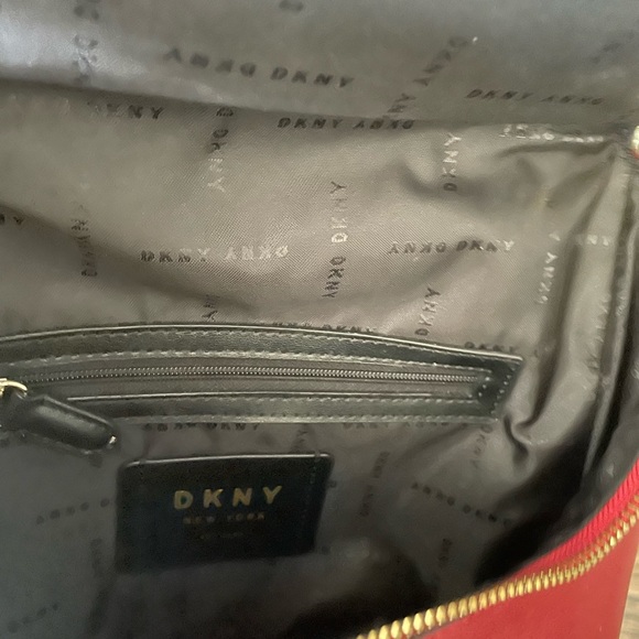 DKNY Bryant Leather Top Zip red Backpack bag - Picture 9 of 10